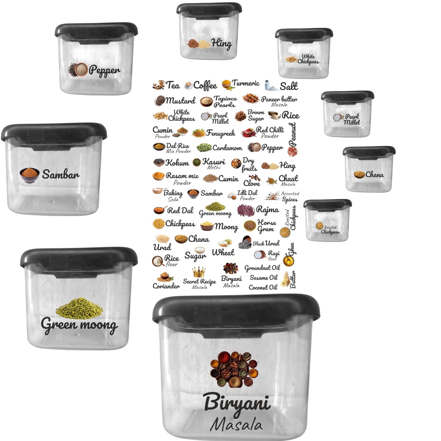 3D Waterproof Kitchen Spice Jar Label Stickers (Premium)