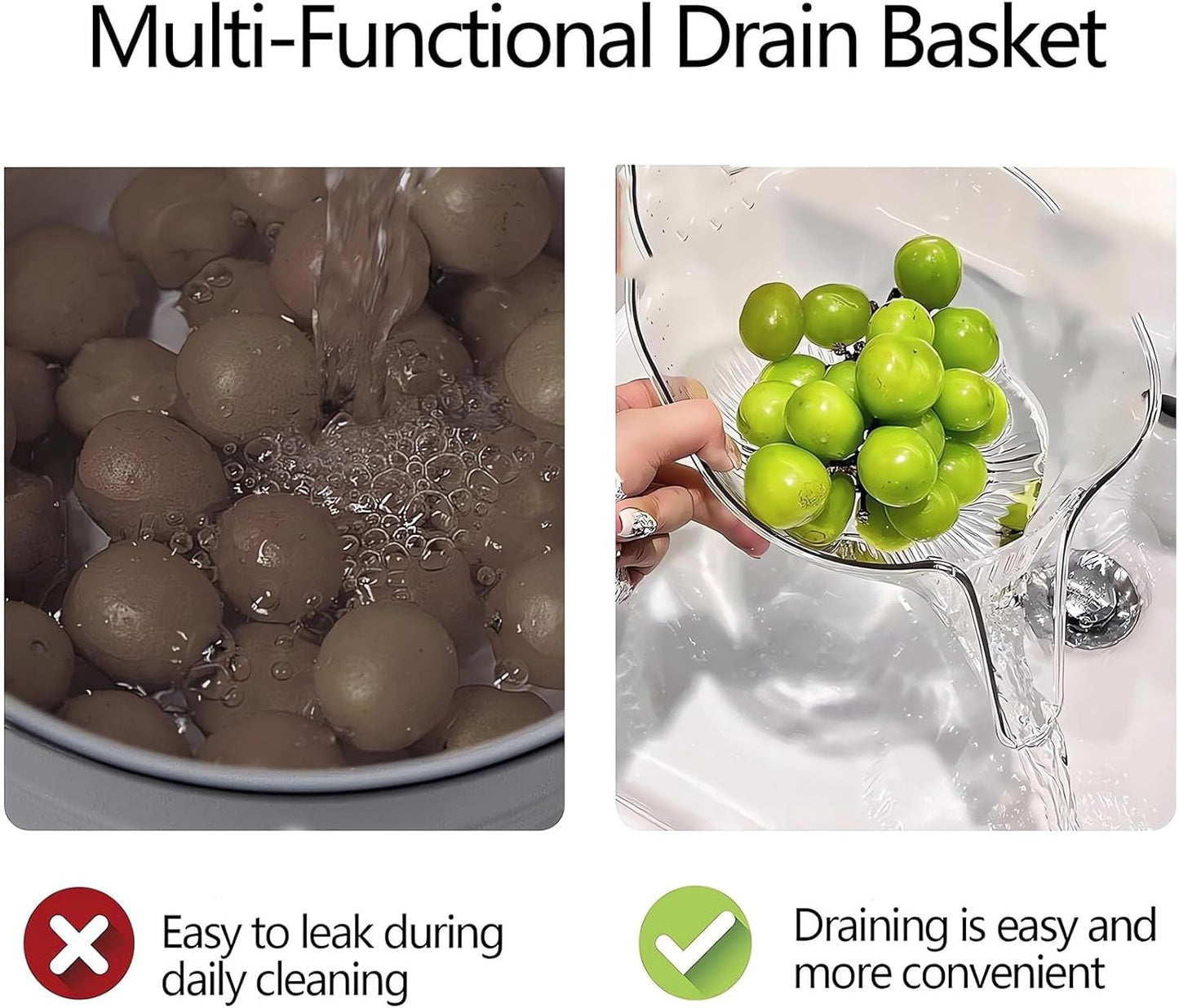 Premium Drain Basket Funnel for Kitchen Sink (Pack of 2)