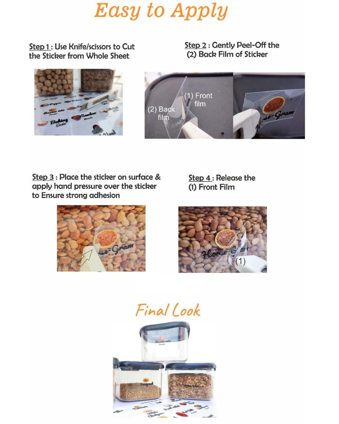 3D Waterproof Kitchen Spice Jar Label Stickers (Premium)