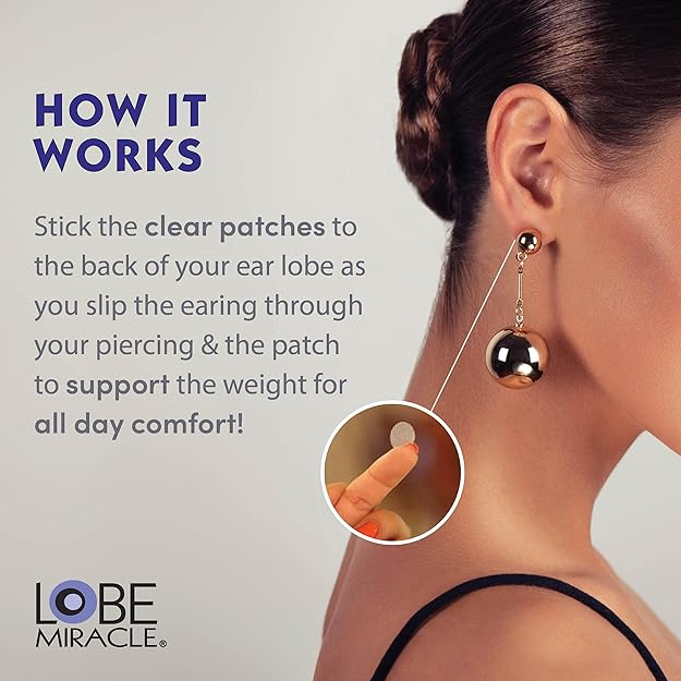 Picksy™ Premium Invisible Ear Lobe Support Patches (10 Sheets – 100 Patches)